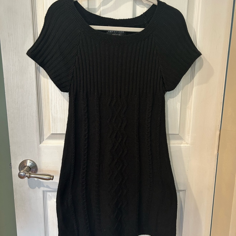 Black Ribbed Knit Dress